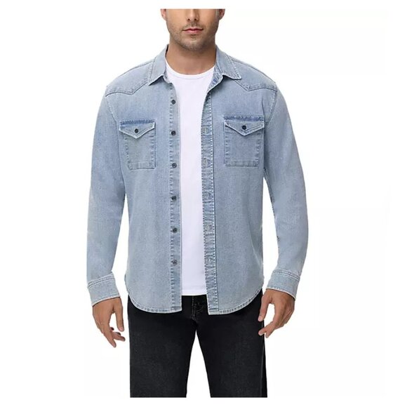 Frye Men's Western Vintage‎ Denim Button-Down Shirt - Picture 1 of 5